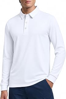 MIER Mens Long Sleeve Dry Fit Golf Athletic Work Polo Shirt with Collar and SPF Sun Protection (UPF 50+)