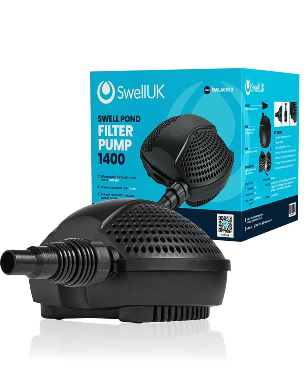 Swell 1,400LPH Submersible Pond Pump, Energy Efficient, Fish Safe | Passes parti