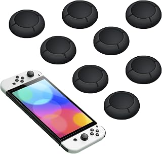 4 Pairs Replacement Button Caps for Switch Joycon,Silicone Joystick Thumb Stick Caps for Nintendo - Switch Thumb Grips - Controller Black Grip Covers - Easy Installation, Enhanced Gaming Experience