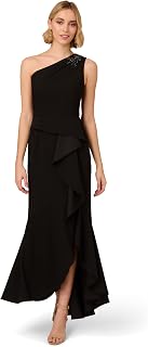 Adrianna Papell Special Occasion Women's Beaded Knit Crepe Gown Dress