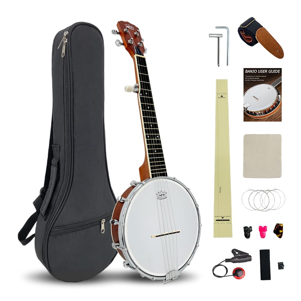 ModouString 5 String Banjo,26 Inch Banjo 5 string with Sapele Body for Adults an