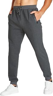 JustSun Men's Cotton Jogging Bottoms with Zip Pocket