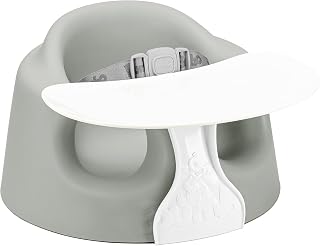 Bumbo Baby Soft Foam Floor Seat Plus+ with Tray, 3 to 12 Months, Monsoon | Comfortable Support w/Extra Leg Room Design &amp; 3pt Adjustable Harness - Includes Tray for Infant Feeding &amp; Play, Easy to Clean