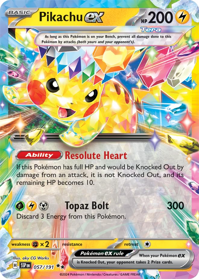 Pokemon - Pikachu ex 057/191 - Surging Sparks – Tera Double Rare – Foil Single C