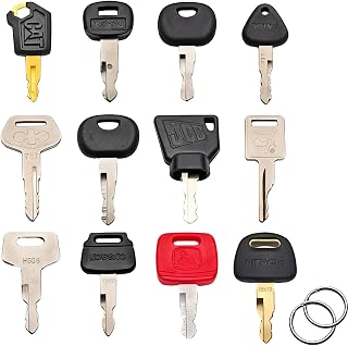 12 Pcs Ignition Starter Switch Keys Universal Heavy Equipment Master Key | Metal for Plant Excavator Dumper Digger Tractor Forklift Construction Machine Replacement Switches