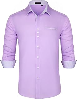 Enlision Men's Dress Shirts Long Sleeve Shirt Casual Regular Fit Shirts