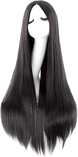 MapofBeauty 40 Inch Carve Long Straight Cosplay Anime Costume Wig, Black | 100 cm Party Wig