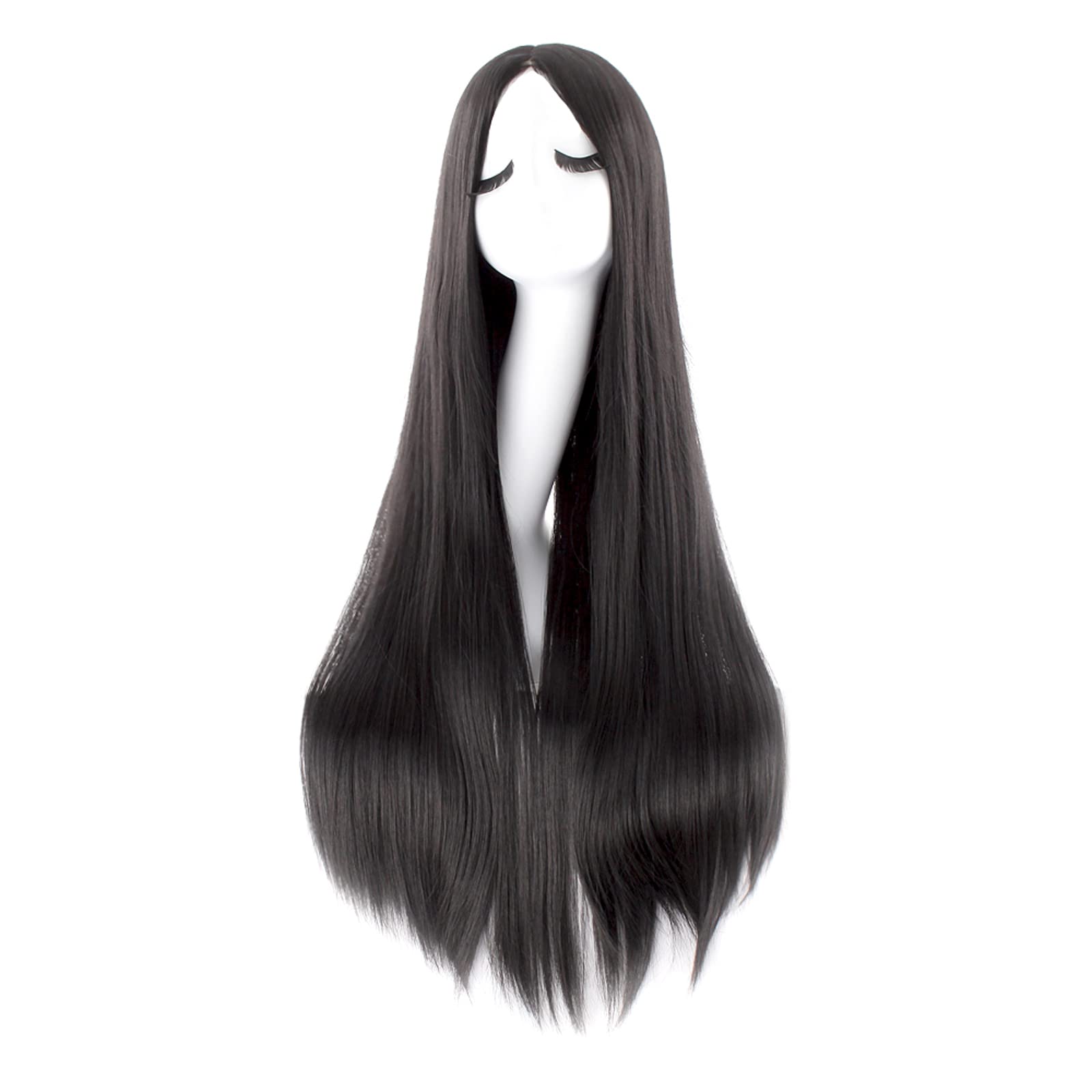 MapofBeauty 40 Inch Carve Long Straight Cosplay Anime Costume Wig, Black | 100 c