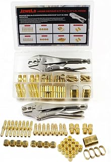 JZWELD 1/4"I.D. Torch Hose Repair Kit, Oxygen Acetylene Hose Repair Kit | For Air Hoses/Torch Hoses, include Fittings/Crimping Tool/Ferrules/Couplers/Braces/Nipples/Nuts /Splicers