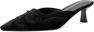 Kitten Heel Mules for Women Pointed Toe Pumps Close Toe Western Heels
