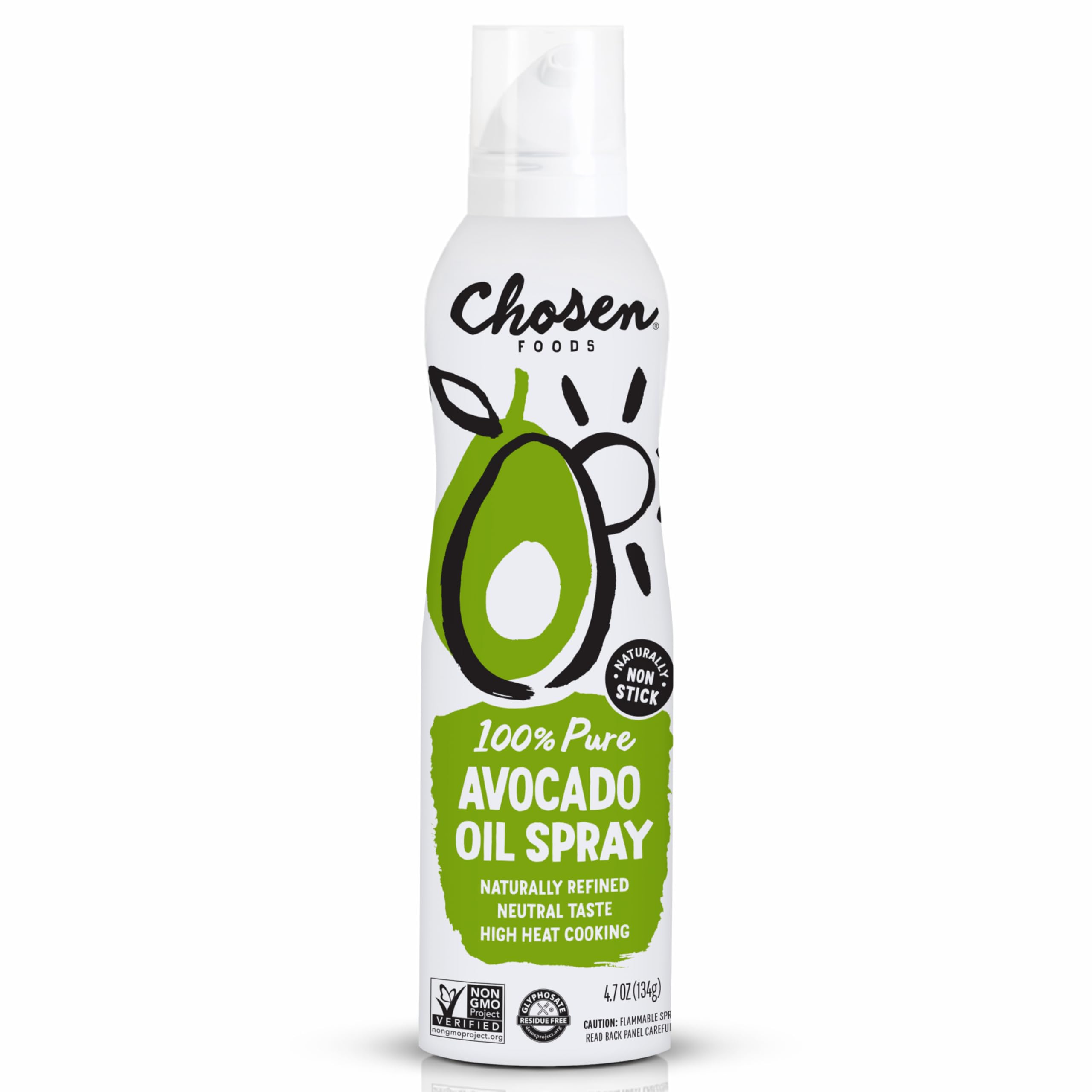 Chosen Foods 100% Pure Avocado Oil Spray, 170 Grams (6 oz), Clear, Single Count 