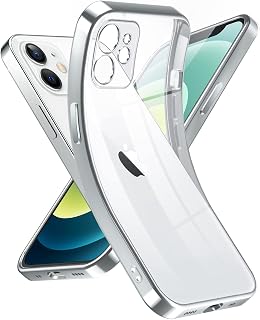 Supdeal Crystal Clear Case for iPhone 12 Mini, [Not Yellowing] [Camera Protection] [Military Grade Drop Tested] Transparent Shockproof Protective Phone Case Soft Silicone Slim Cover, 5.4 inch, Silver