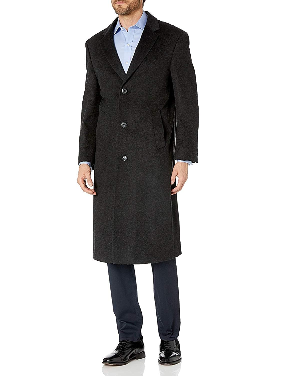 Men's Single Breasted Wool Cashmere Full Length Topcoat - Colors