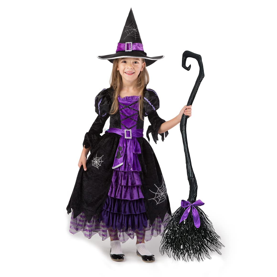Spooktacular Creations Fairytale Witch Cute Witch Costume Deluxe Set with Broom 