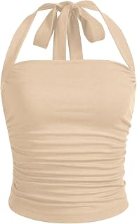 SOLY HUX Women's Y2K Ruched Halter Tops for Women
