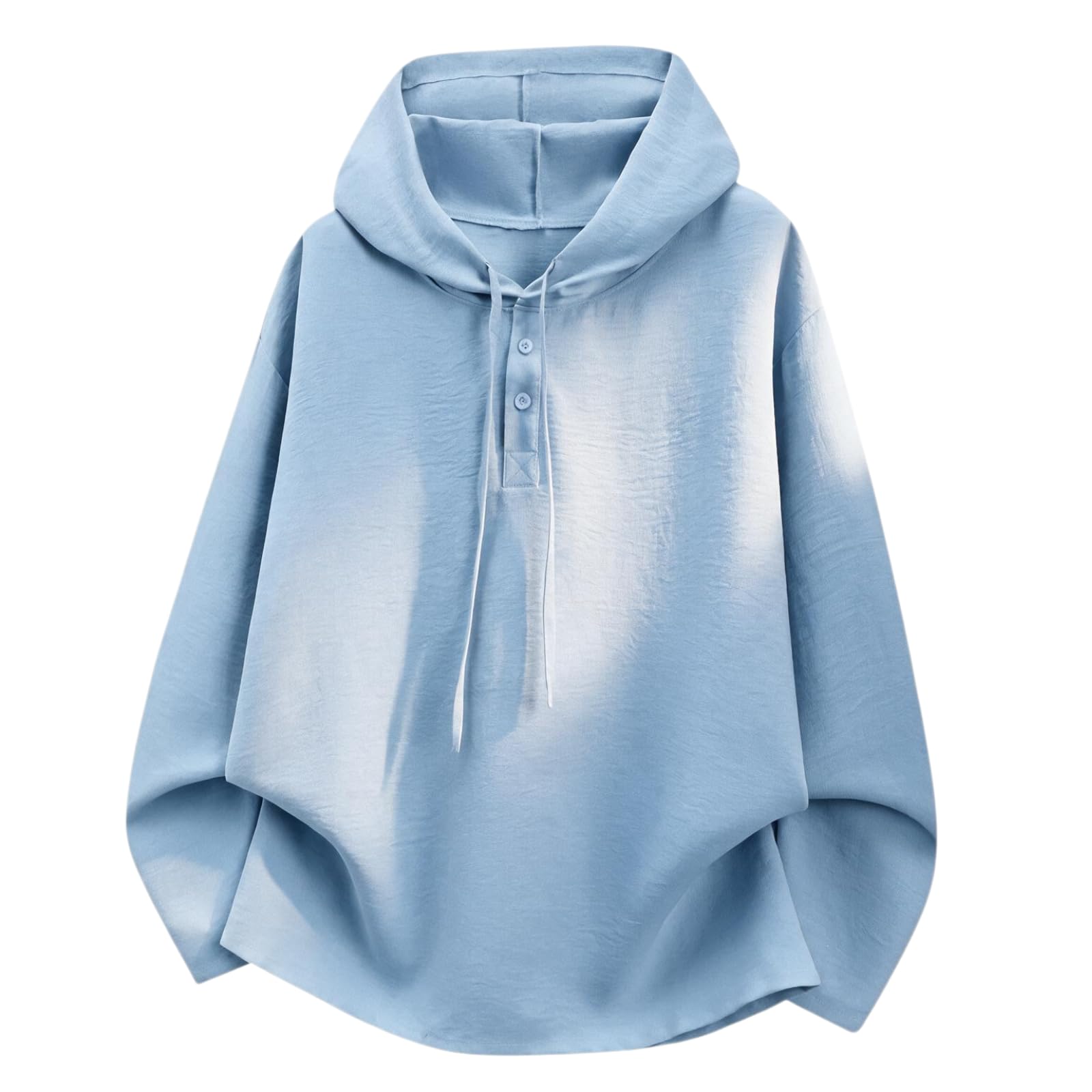 FJLTDCP Men's Hoodie, Long Sleeve, Thin, Cotton-Linen Style, Henley Neck