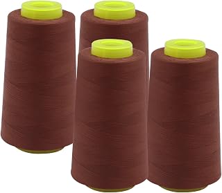 EVERLOCK Serger Thread – 4 Cones, 3000 Yards Each – 40 Weight, 2-Ply Spun Polyester – Strong, Low-Lint Overlock Thread for Serger Machines – All-Purpose Sewing & Finishing (Dark Brown)