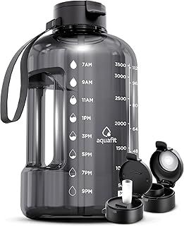 AQUAFIT 1 Gallon Water Bottle with Straw - 4l Water Bottle Time Marker - Motivational Gym Water Bottles 4l - 4 litre Water Bottles 1 Gallon 128 oz - Big Water Jug Large Water Bottle Gray