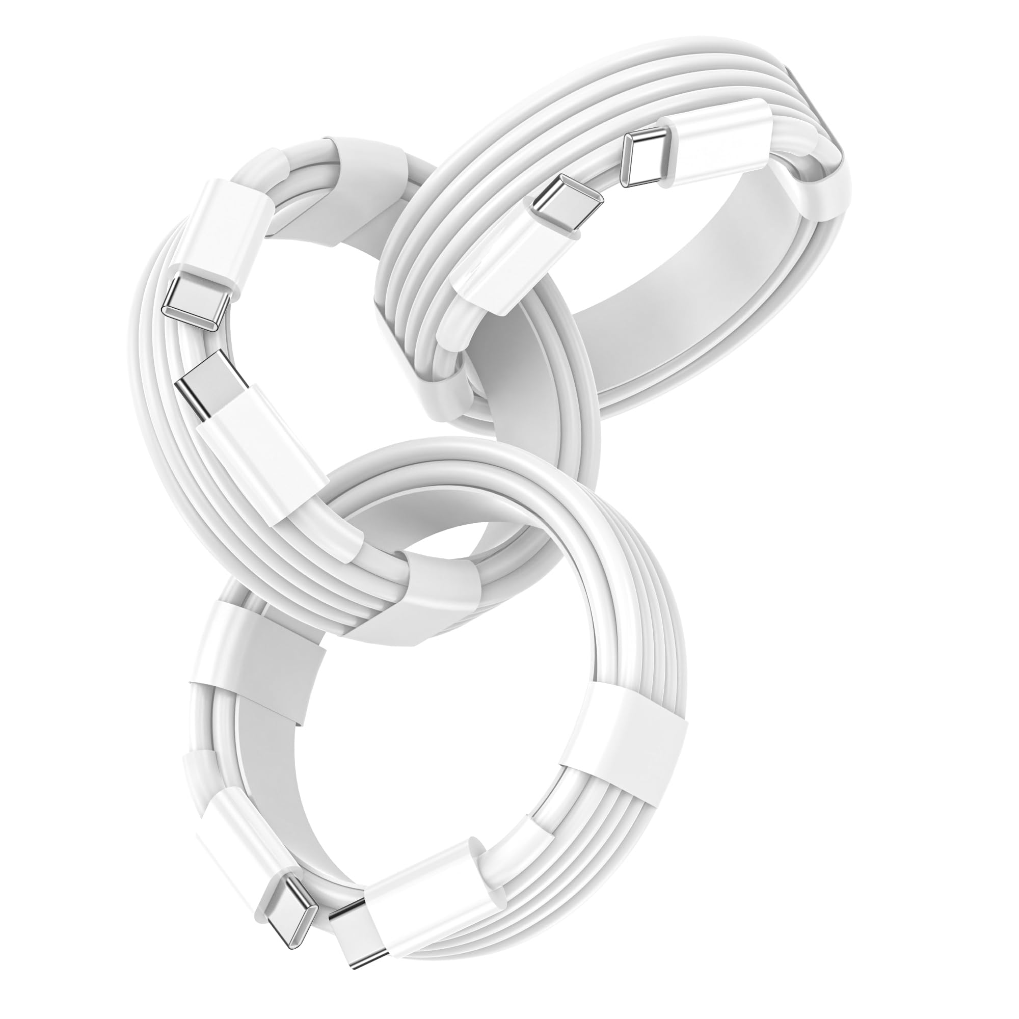 USB C to USB C Cable, USBC Cable for Apple, Fast Charging, 3-Pack 6FT White | Fo