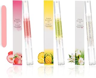 Cuticle Oil Pen,3PCS Nutrition Oil Pen with Nail File,Cuticle Oil for Nails with Natural Ingredients,Nail Oil Cuticle for Repairing Cracked and Dry Nail(Pineapple & Peach & Jasmine Flavor)