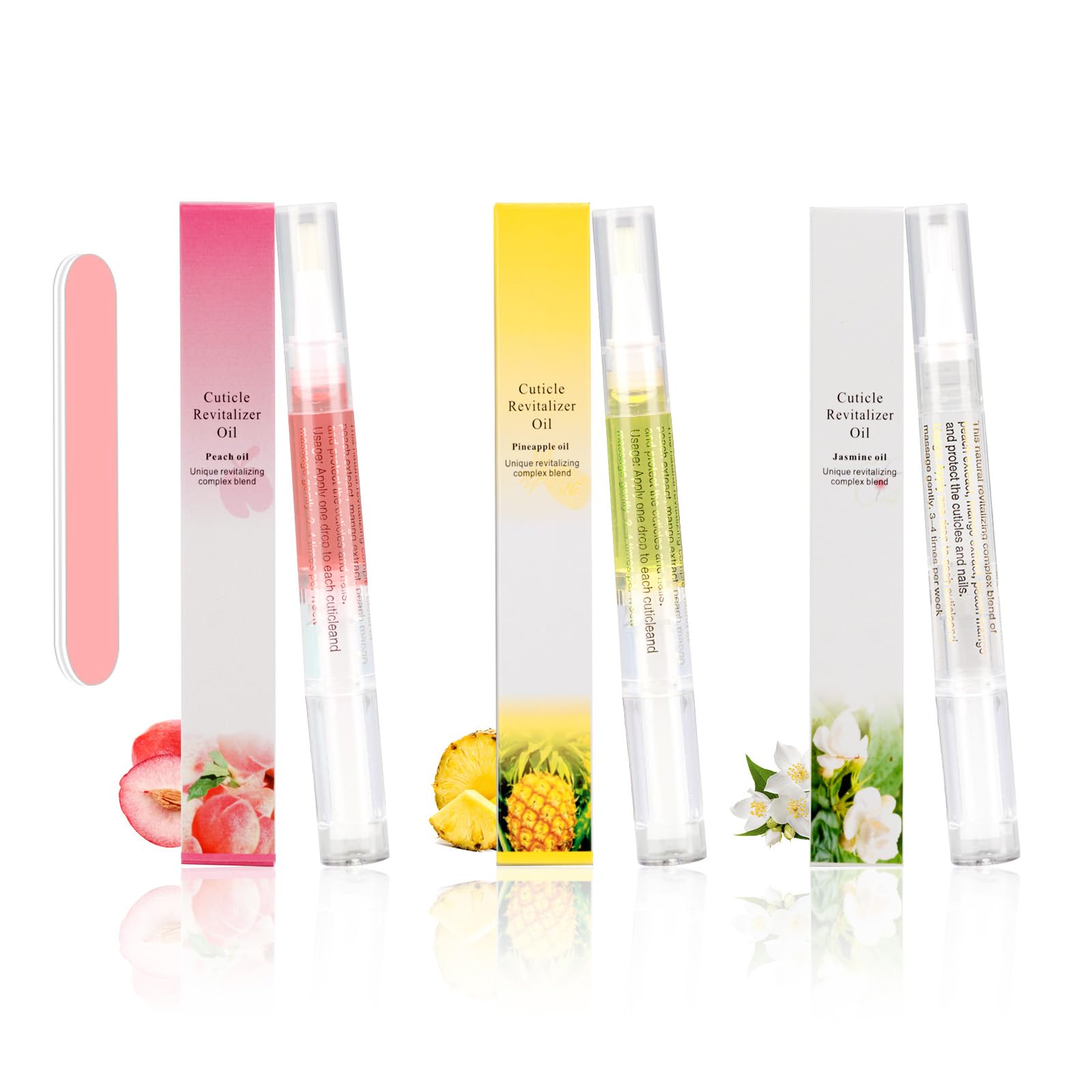 Cuticle Oil Pen,3PCS Nutrition Oil Pen with Nail File,Cuticle Oil for Nails with
