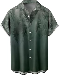 Hawaiian Shirts for Men, Print Casual Short Sleeve Button Down Resort Shirts Beach Shirt