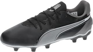 PUMA Unisex Youth King Match FG/AG JR Soccer Shoe, PUMA Black-PUMA White-Cool Dark Gray, 2.5 UK