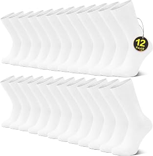 Falechay Pack of 12 Men's and Women's Sports Socks Breathable Cotton Socks