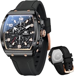 OLEVS - Diamond Watches for Men, Business Dress Watch, Water Resistant, Luminous, Gold Big Dial, Luxury Quartz Analog Watches with Date and Day Calendar and Strap