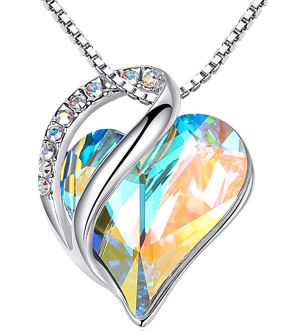 Leafael Valentine Necklace Women Infinity Love Heart Pendant with Birthstone and