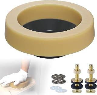 Hibbent Extra Thick Toilet Wax Ring Replacement Kit, Wax Ring for Toilet | Universal Toilet Seal Ring with Brass Toilet Floor Bolts and Retainer Washers, PE Flange Fits 3 Inch and 4 Inch Drain Pipes
