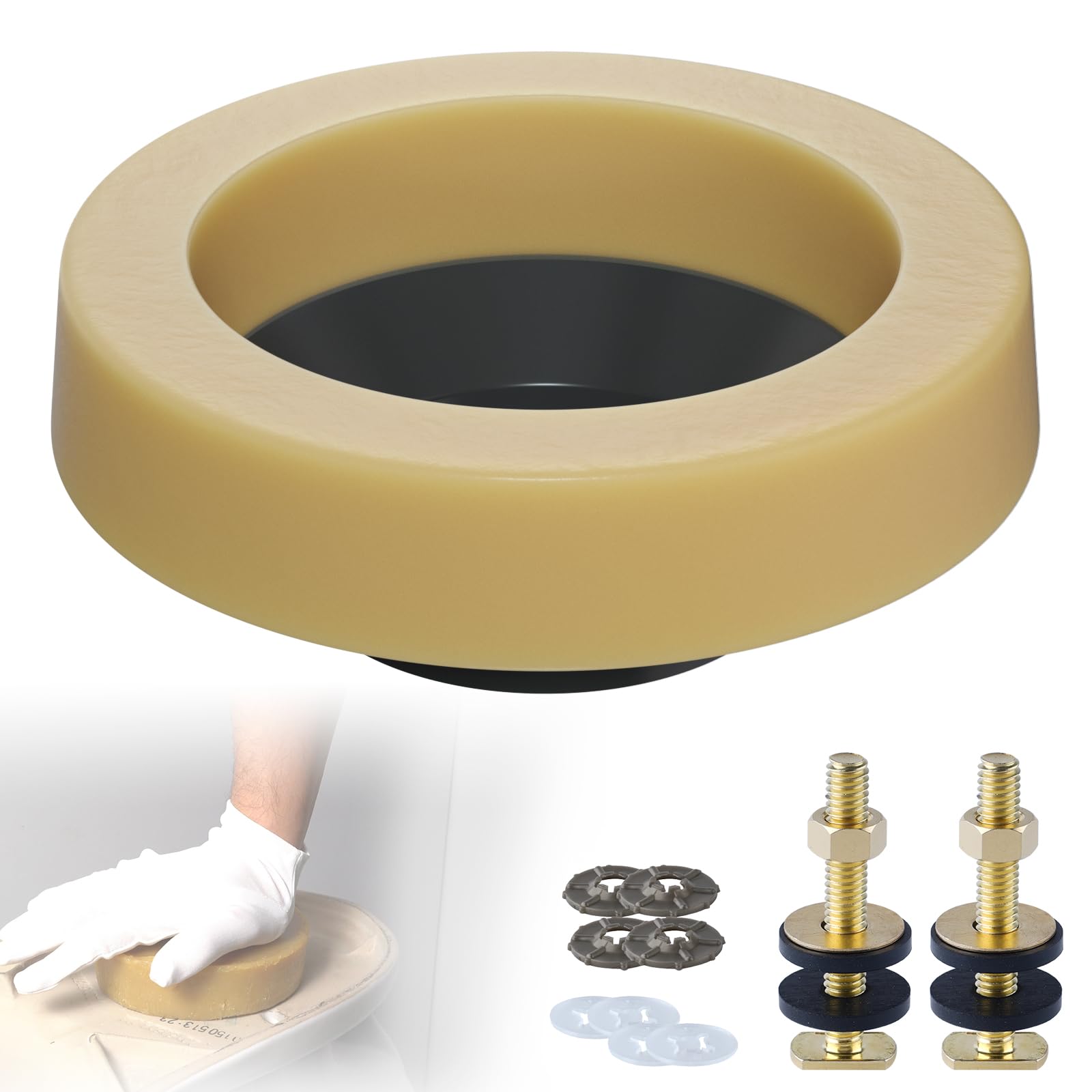 Hibbent Extra Thick Toilet Wax Ring Replacement Kit, Wax Ring for Toilet | Unive