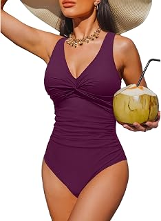 Holipick Women's Tummy Control One Piece Swimsuit - Push Up Swimsuit Full Coverage Slimming Bathing Suit