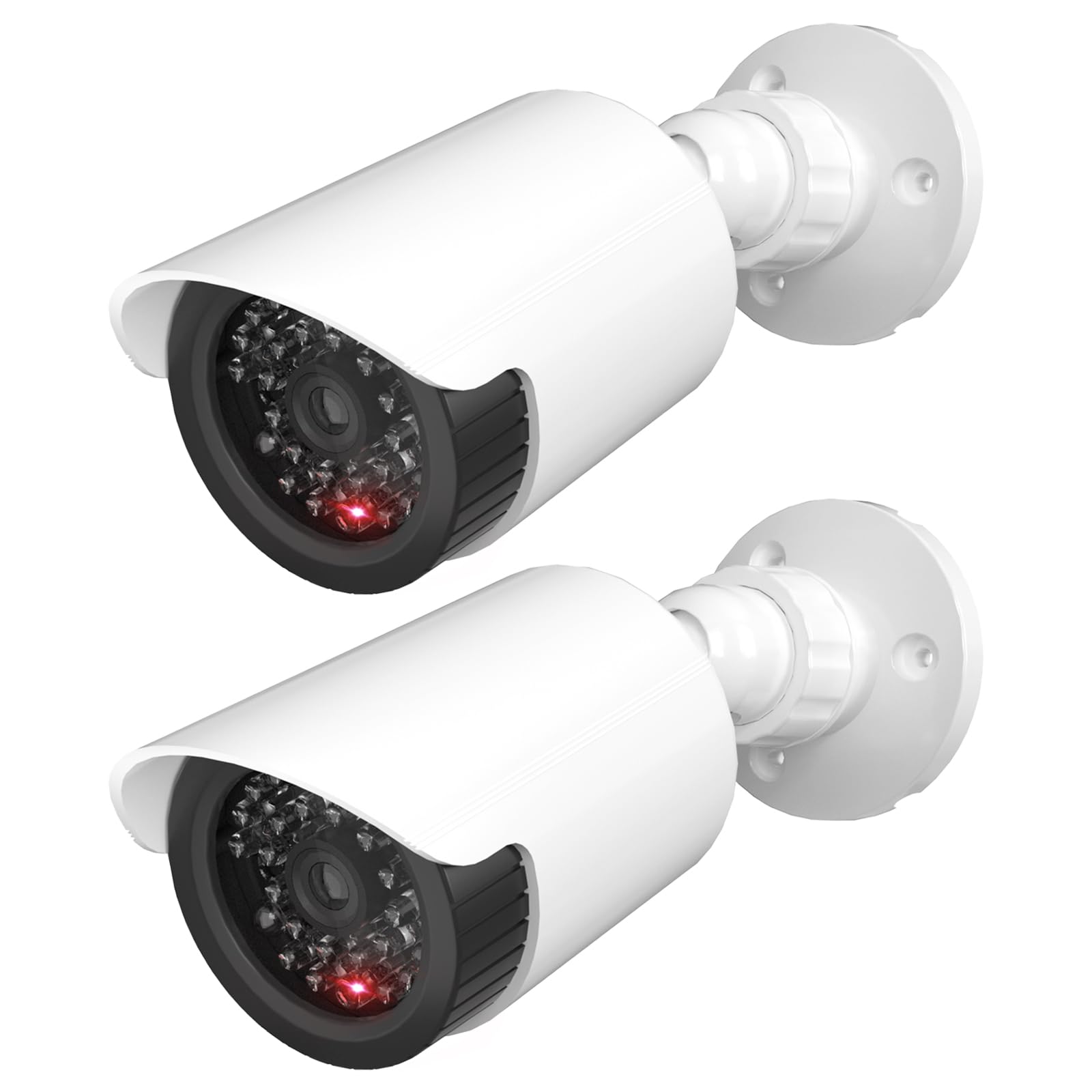 WALI Fake Security Camera with Flashing Red Light, 2 Pack, White（TC-W2） | Dummy 