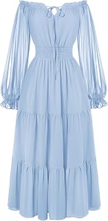 Scarlet Darkness Women Renaissance Off Shoulder Split Sleeve Maxi Dress