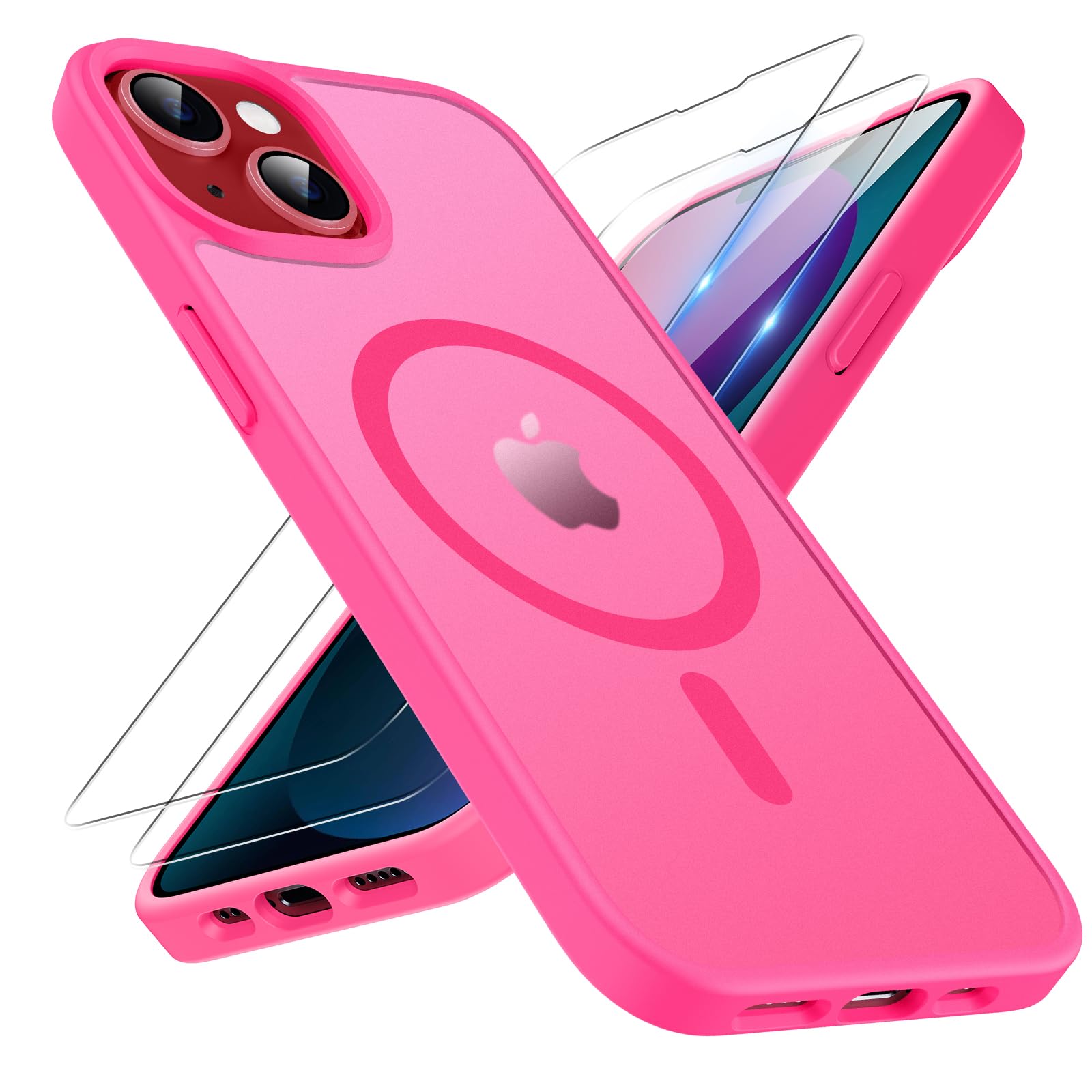 Magnetic Phone Case Cover for iPhone 13 / iPhone 14, Rose Red