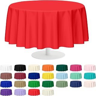 Mulbozy 2 Pcs Red Round Plastic Tablecloth Disposable,84 inch