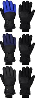Bencailor 3 Pairs Kids Winter Gloves, Waterproof, Windproof Adjustable Warm Ski Gloves for Boy Girl Outdoor