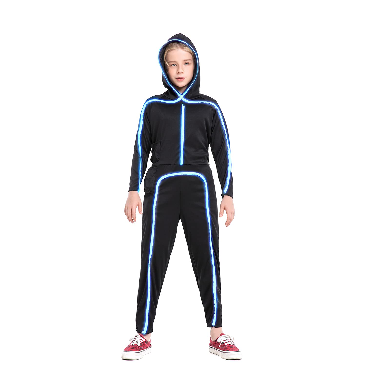 Light Up Child Stick Figure Costume, Led Halloween Cosplay Boys Girls | Breathab