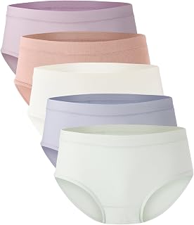BAMBOO COOL Womens Underwear, Moisture-Wicking Briefs, Soft and Breathable Panties, Mid Waist, 5-Pack