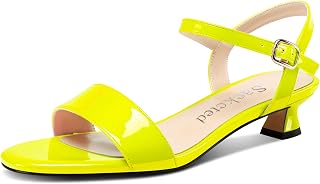 Saekcted Women Kitten Low Heel Open Toe Strappy Ankle Sandals Slingback Buckle Dress Shoes Casual Party Summer 3CM Heels
