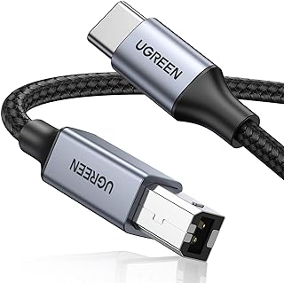 UGREEN USB-B to USB-C Cable 6.6FT, Nylon Braided for Printer & MIDI | USB-B to USB-C, Printer Cable, USB 2.0 480Mbps, Nylon Braided, Plug & Play, Printer, MIDI Keyboard, DAC Compatible