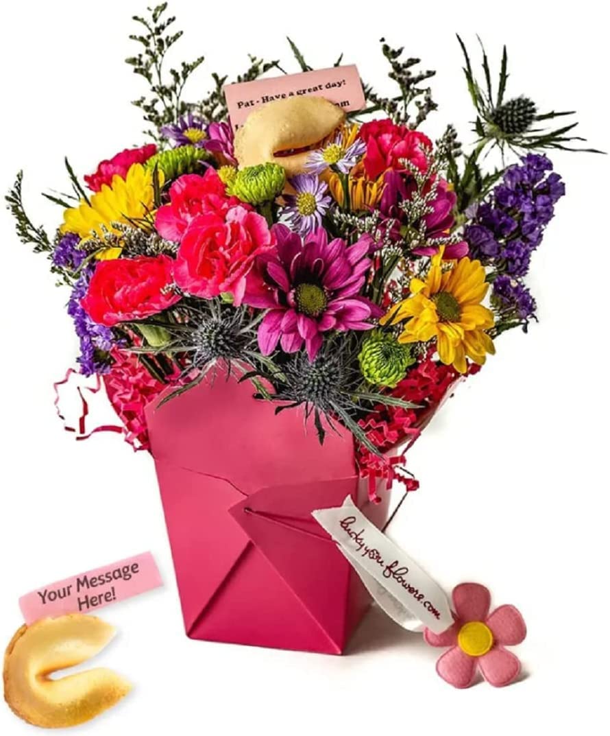 Pretty In Pink Fresh Cut Live Flowers Arranged in a Takeout Container with your 