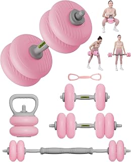 Adjustable Dumbbell Set, 35/45/62LBS SoftShell Weight Set with Connector 4-IN-1 Dumbbell Set Used as to Barbell & Kettlebell for Home Gym, Fitness Exercise for Men Women Beginners