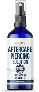 BodyJ4You Piercing Aftercare Saline Spray - Sterile Saline Solution Wash | Sea Salt Spray Ear Piercing Cleaner - Nose Septum Belly Button Nipple Cartilage - Earring Hole Fine Mist 2 Fl Oz Travel Size