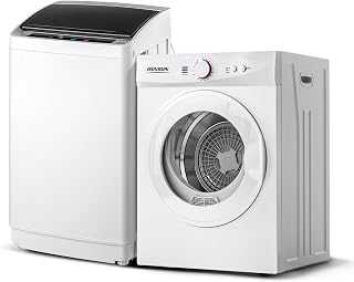 ROVSUN 1.8CuFt Portable Clothes Dryer and 17.8LBS Full-Automatic Washing Machine Set, Compact Laundry Washer and Dryer Combo Set with Stainless Steel Inner Tub, for Apartment, Dorms, Home