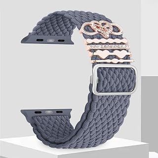 Nylon Woven Diamond Watch Band with 5 Shiny Decoration Apple Watch Band Metal Diamond Slide Accessories for iWatch Series 10 9 8 7 6 5 4 3 2 1