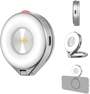 TELESIN 2-in-1 Magnetic Selfie/Flash Light for iPhone/Android, Silver