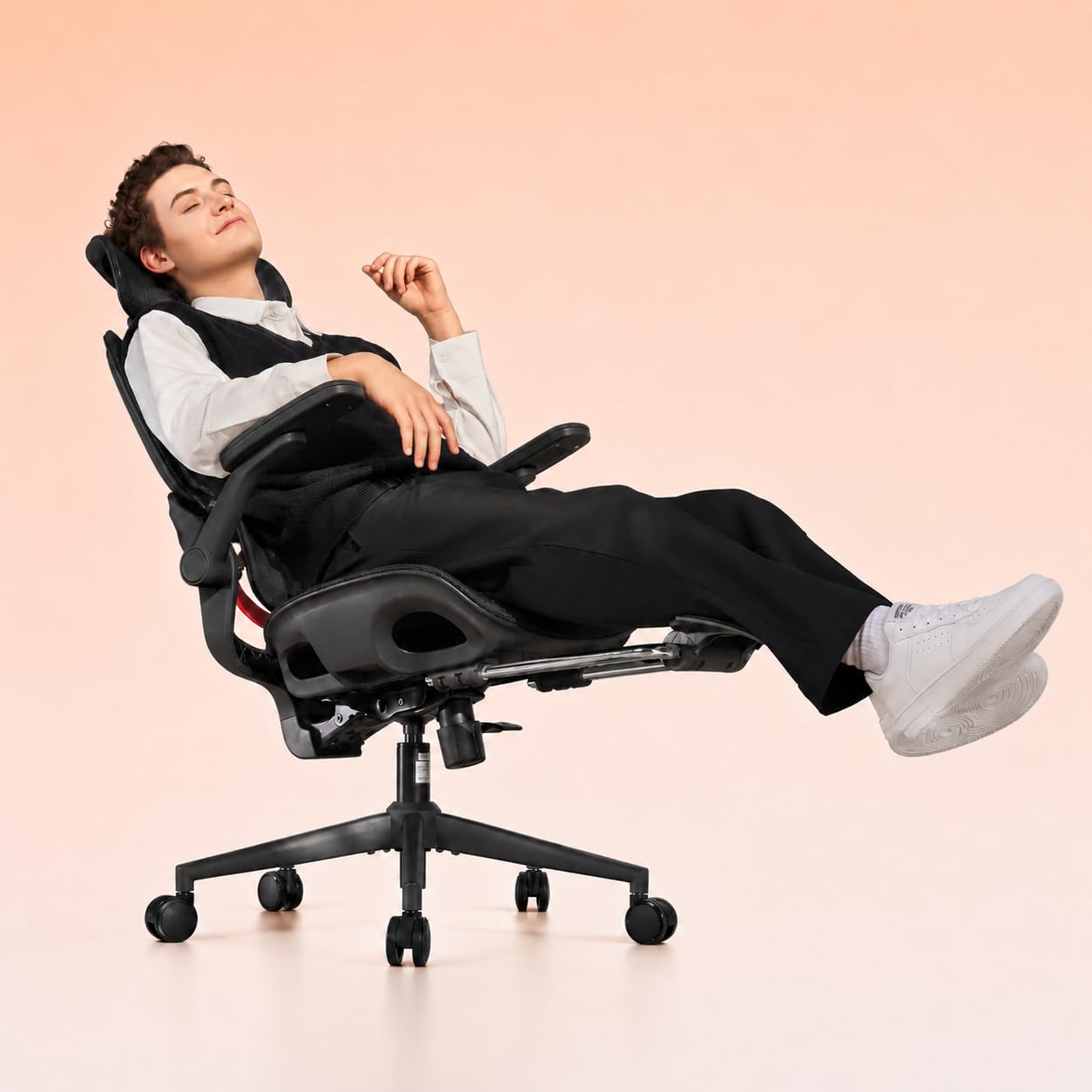 SIHOO 2 Packs Ergonomic Office Chair with Footrest,Light Black