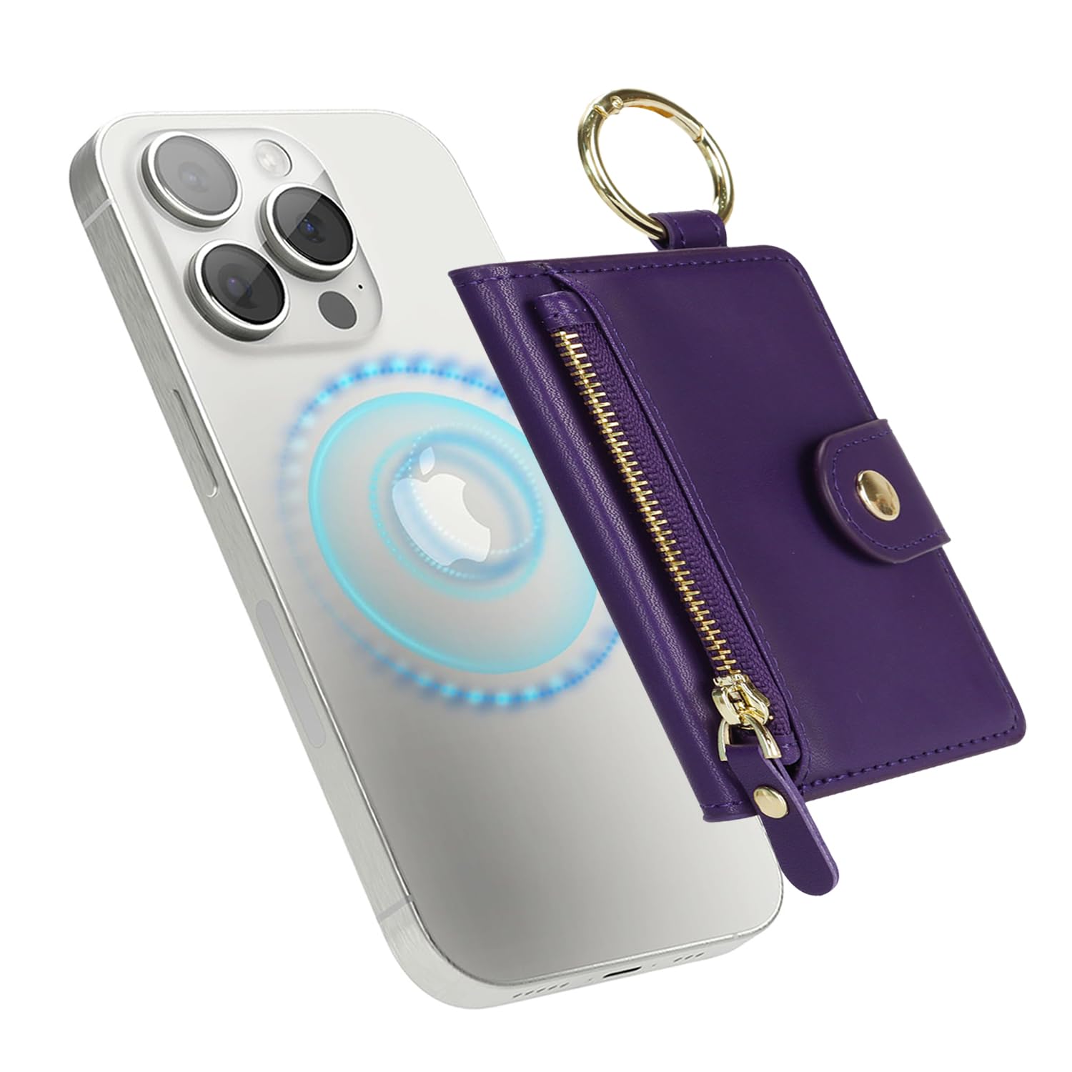 Cavor Compatible with MagSafe Wallet,Magnetic Wallet for iPhone, Purple